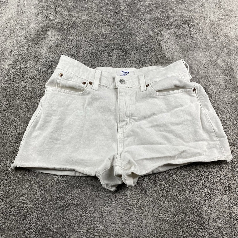 Denizen Levis Jean Shorts Womens Size 12 W31* White Frayed High Rise Shorts